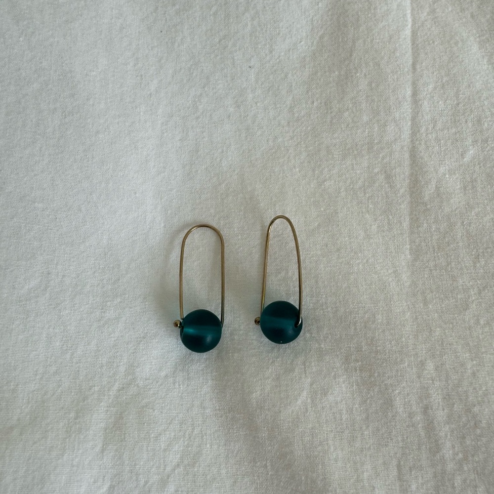 Elegant Gold and Teal Earrings handmade